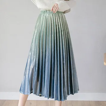 

Skirts for women Long Skirt Fashion Ombre High Waist A-Line Autumn Winter Casual Long Fit Skirts for girls 2020