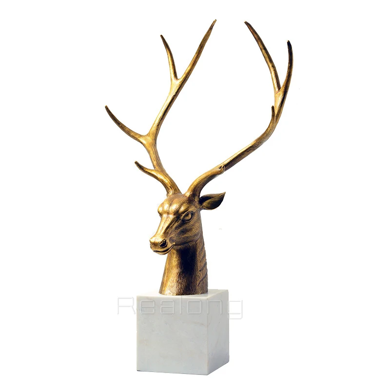 Modern Art Bronze Deer Statues Large Bronze Deer Sculpture Modern Home Decoration Deer Art Sculpture Ornament Craft Luxury Gifts - Image 2
