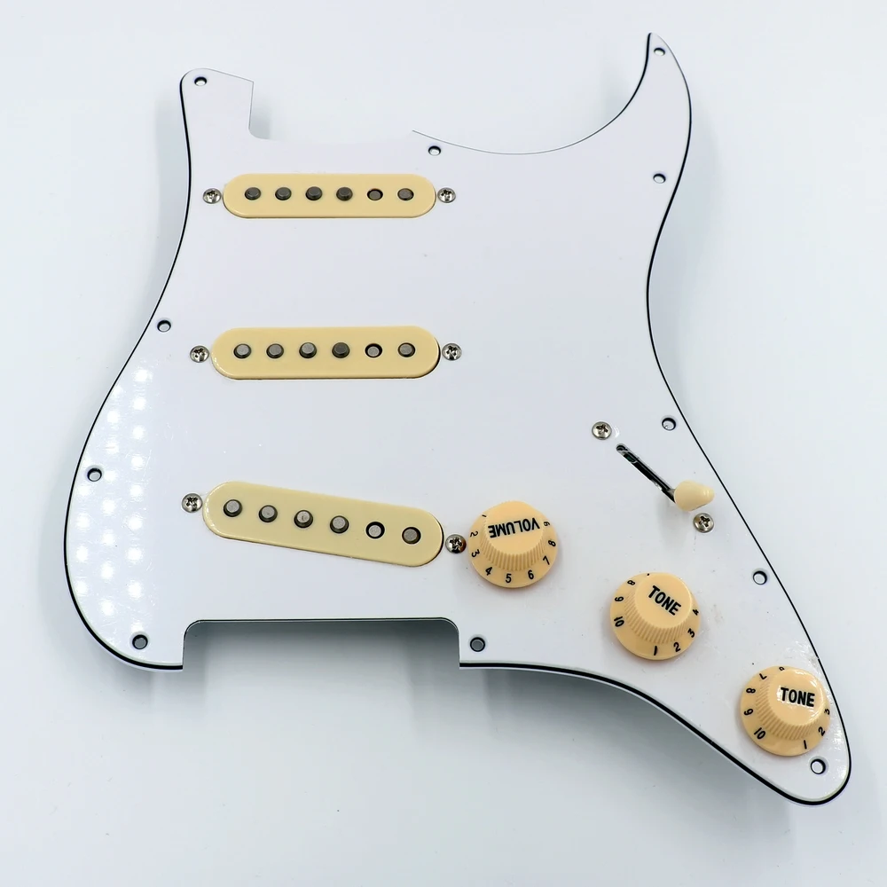 

Donlis SSS White Assembled ST guitar pickguard wired with Donlis Staggered Alnico 2 pickups guitar accessories guitarra медиатор