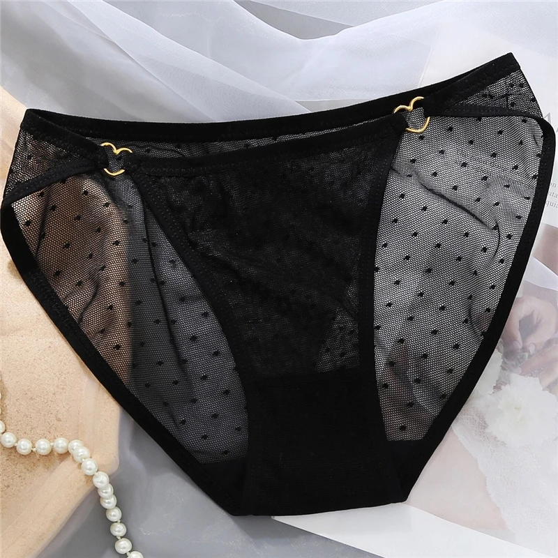 Culotte sexy en maille de dentelle pour femmes, sous-vêtements transparents, à haute élasticité, en fil de filet, lingerie féminine