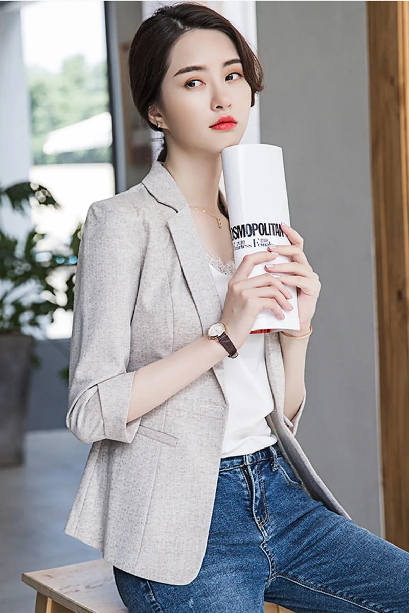 

Hj1905 Early Spring Small Suit Blouses Coat Spring Clothing Korean-style New Three-quarter-length Sleeve Slim Fit Work Clothes B