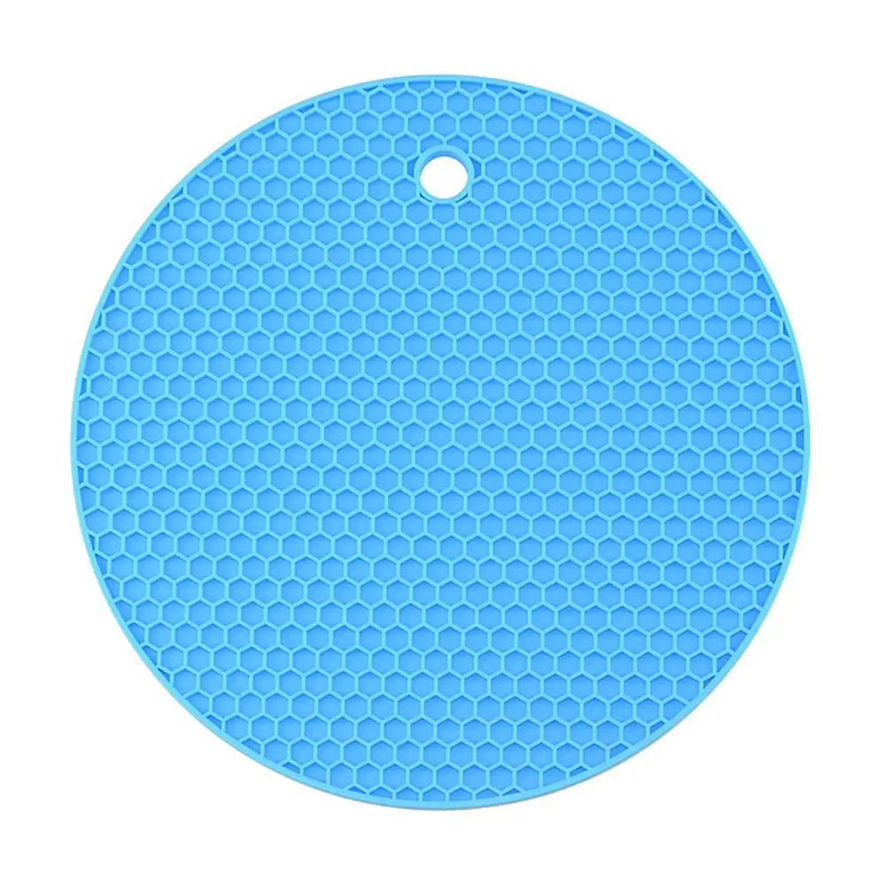 Круговой сотовой дизайн силиконовый теплоизоляционный коврик утолщенный Противоскользящий теплоизоляционный коврик - Цвет: Light blue