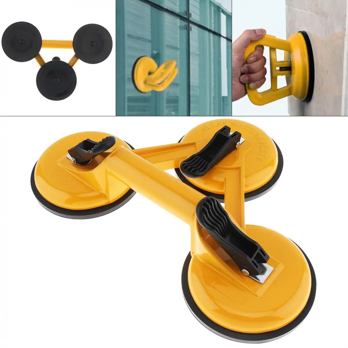

Aluminum Alloy Triple Claw Sucker Suction Cup with Rubber Suction Pad and ABS Plastic Handles for Tiles Glass Lightweight