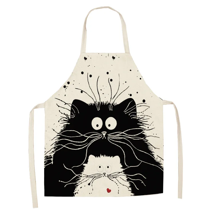 Cartoon Cat Sleeveless Apron Children Bib Household Work Cleaning Apron for Women Adult Kids Home Kitchen Accessory Linen Aprons
