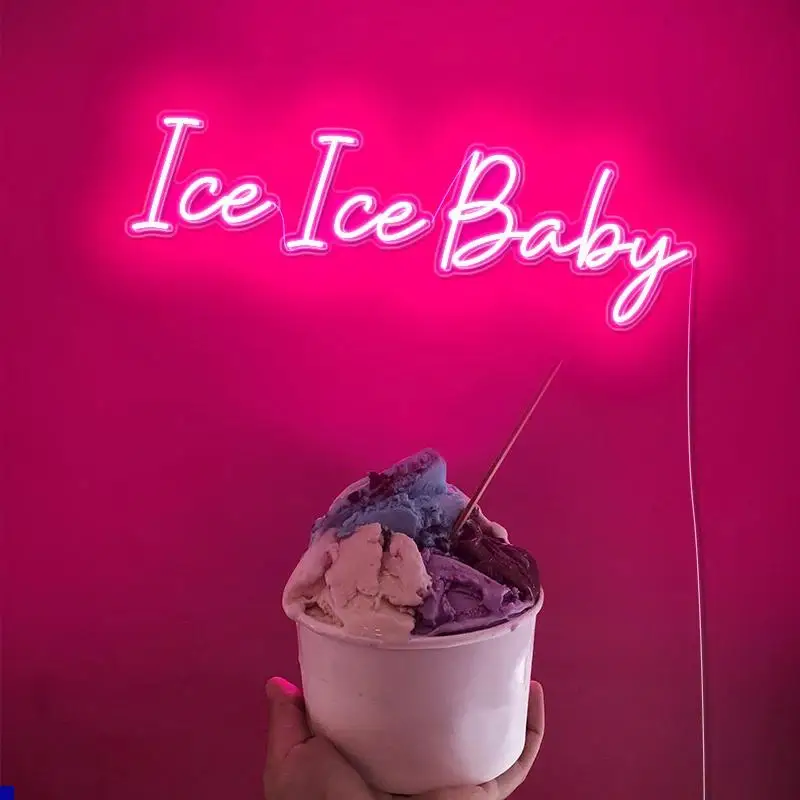 Индивидуальный логотип ice baby 3D Led Flex прозрачная акриловая неоновая вывеска из