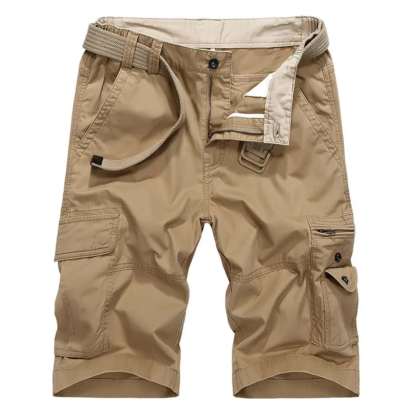 Летние повседневные хлопковые мужские шорты Карго, прямые свободные мешковатые шорты с карманами для мужчин размера плюс, пляжные шорты
