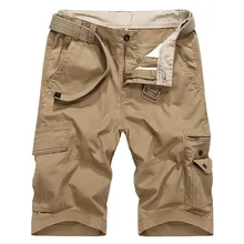 Летние повседневные хлопковые мужские шорты Карго, прямые свободные мешковатые шорты с карманами для мужчин размера плюс, пляжные шорты