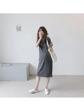 

New summer maternity temperament casual pregnant women T-shirt skirt loose fashion pregnant women short-sleeved jumpsuit