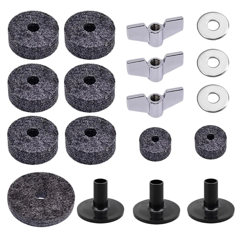 18Pcs Drum Set Cymbal Replacement Parts Accessories(3Pcs Sleeves +3Pcs Wing Nuts Washers +9Pcs Wool Felt Pads) | Спорт и развлечения