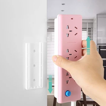 

6PCS Creative Punch Free Power Strip Fixator Wall Hanging Socket Fixer Self-adhesive Socket Hook Organizer for Outlet Adapter