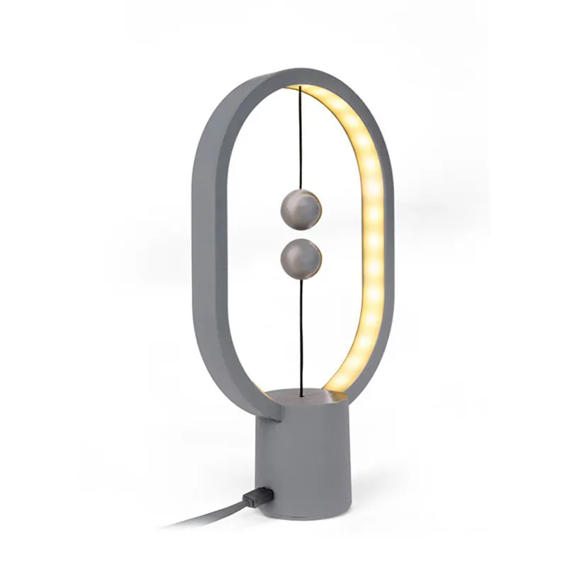 Мини Heng Balance лампа светодиодный ночник магнитный переключатель Питание от USB Домашний Декор Спальня офисный стол эллипс Ночной светильник подарок ребенку - Испускаемый цвет: LightGray