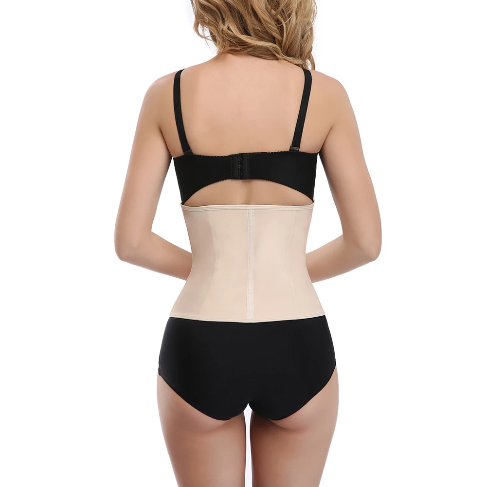 Women Rubber Latex Waist Trainer Corset Body Shaper Slimming Belt Waist Cincher2 layer 9 Steel Bones Shapewear