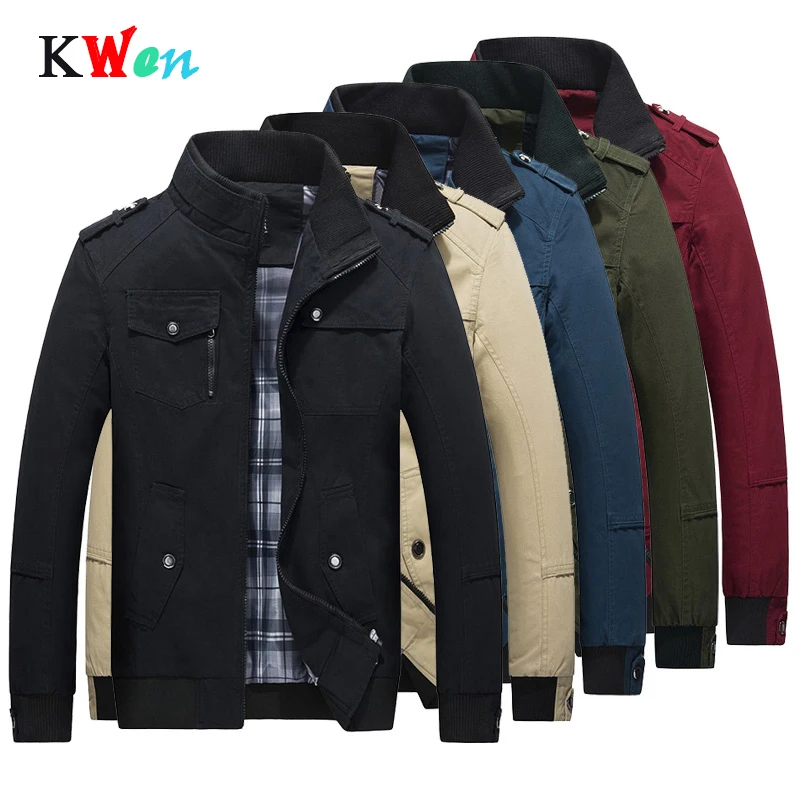 

Jaqueta Masculina Men's New Casual Jacket Multi-pocket Zipper Mandarin Collar 2019 Men Coat Comfortable Mens Khaki Jackets