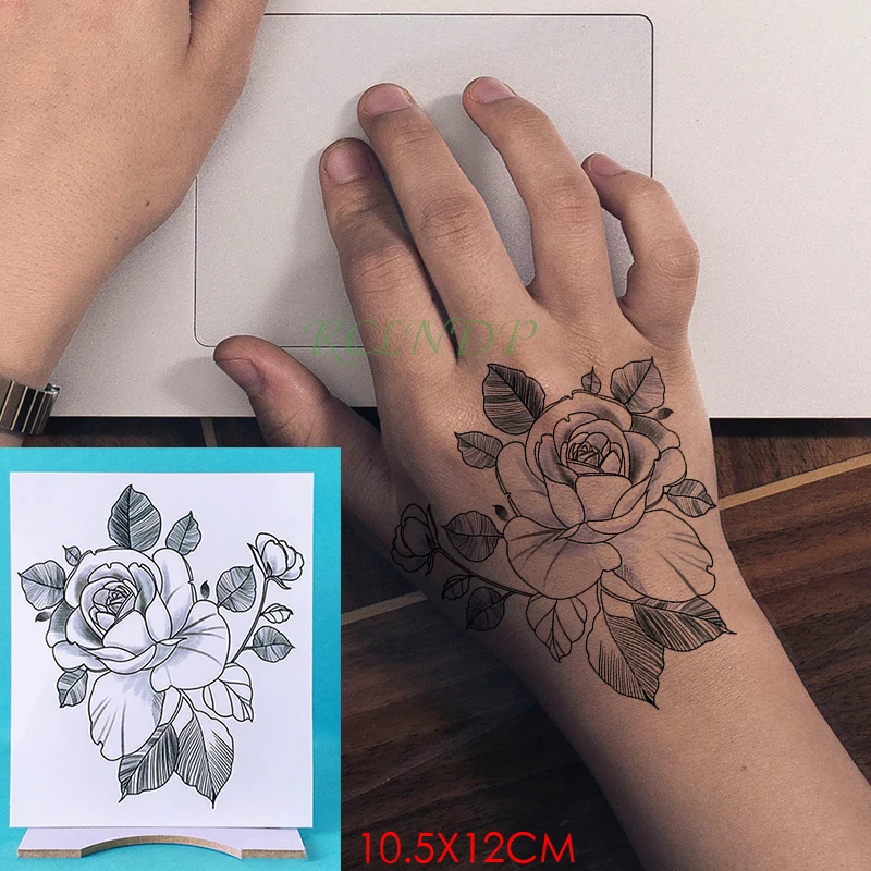 Водонепроницаемый временная татуировка наклейка цветок Роза поддельные тату флэш-тату рука ноги назад Тато боди-арт для девушек женщин мужчин - Цвет: Розовый