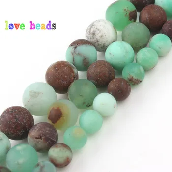 

Natural Matte Chrysoprase Australian Jades Stone Loose Round Beads for jewelry Making DIY Bracelet Necklace 15'' Strand