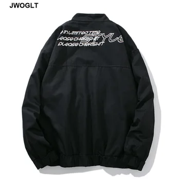 

Autumn New Men Streetwear Stand Collar Jackets Mens Harajuku Letter Printed Hip Hop Jackets Zipper Black Bomber Jackets