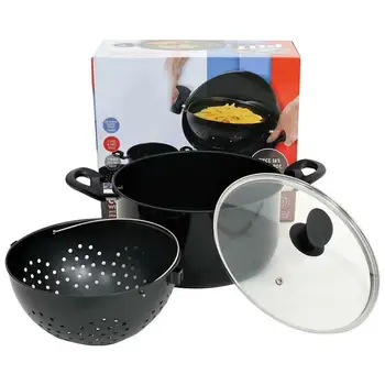 

2-in-1 Cooking Pot With Swivel Strainer Not Sticky Practical Cooking Pot For Kitchen