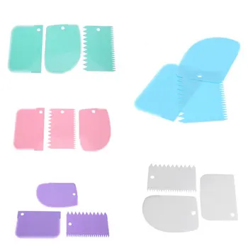 

New Plastic Cream Scraper Comb 3pcs Cake Cookies Decorating Tools