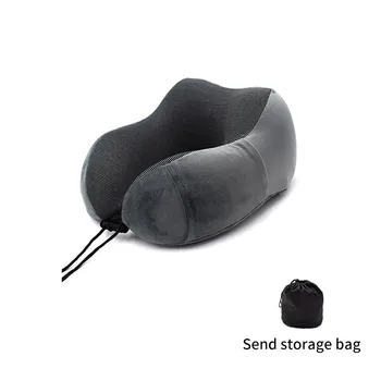 

U Shaped Memory Foam Neck Pillows Soft Slow Rebound Space 30*28*14CM Cervical Healthcare Bedding Travel Pillow With Storage Bag