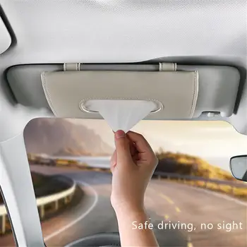 

PU Leather Car Sun Visor Tissue Box Holder Sunshade Out of Sight and Stable Easy Installation Paper Napkin Storage Cover