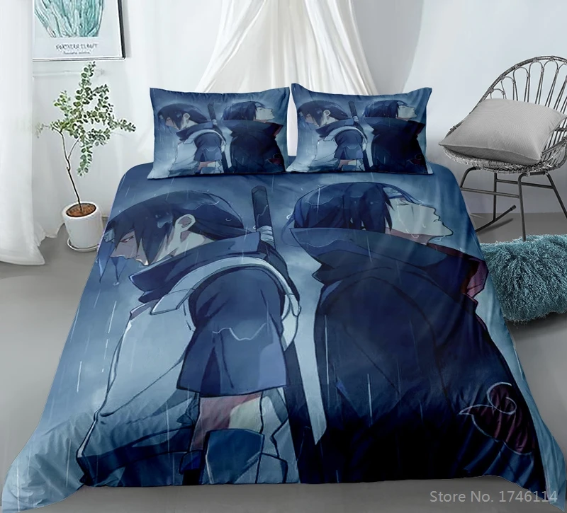 Anime Naruto & Sasuke 3d Impresso Roupa de cama Conjunto de