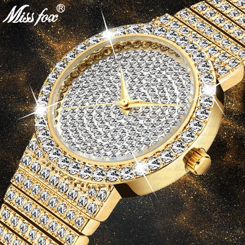 MISSFOX для женщин часы маленький Уникальный 18k золото Элитный бренд со стразами