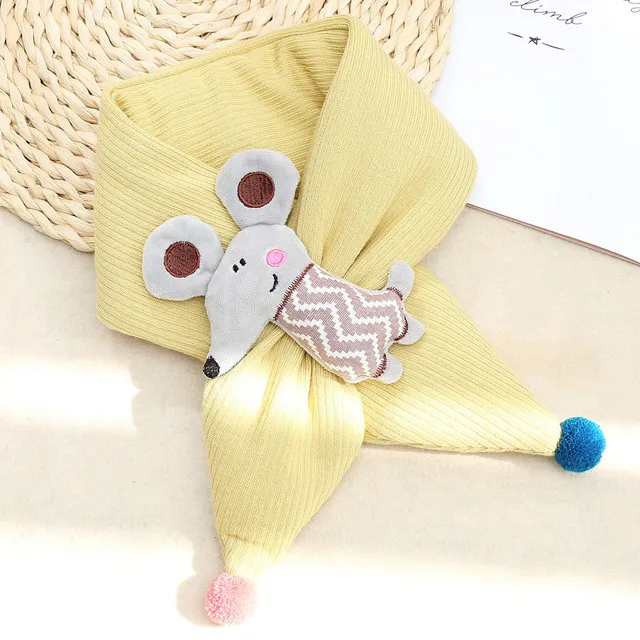 yellow mouse Модный зимний шарф с динозавром из мультфильма; Детские шарфы; теплый шарф для маленьких мальчиков и девочек; Однотонный мягкий шарф с воротником; детское растягивающееся кольцо на шею - Цвет: yellow mouse