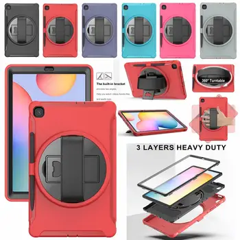 

Samsung Galaxy Tab S6 Lite 10.4 2020 Sm-P610 P615 shockproof heavy duty armor case 360 degree rotating bracket hand strap tablet