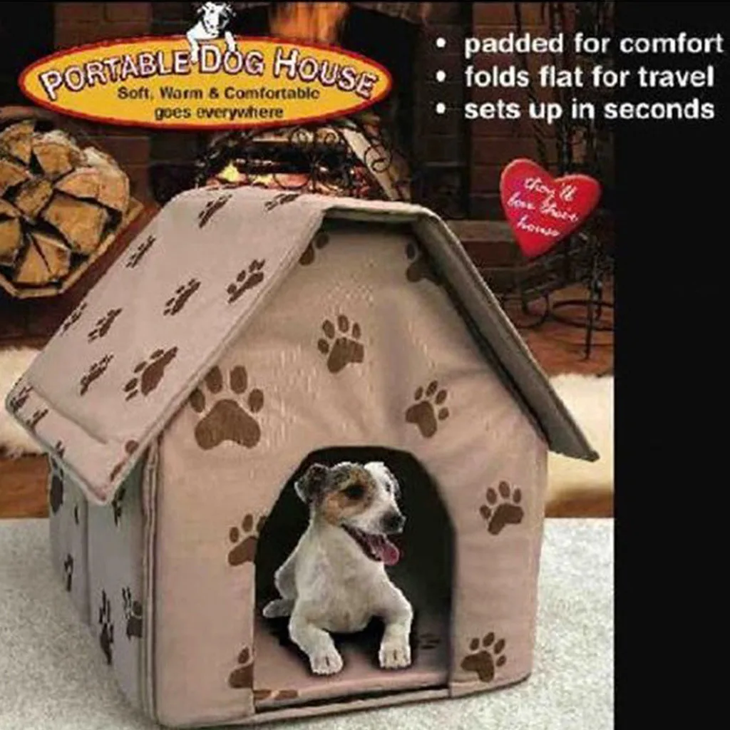 

Foldable Dog House Small Footprint Pet Bed Tent Cat Kennel Indoor Portable Trave Pet Bed For Dog with Dressing up Clothing and D