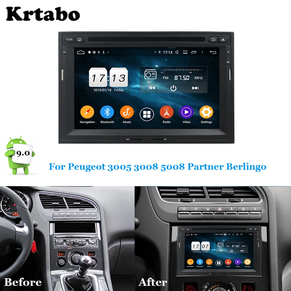 

Car radio Android multimedia player 4G RAM For Peugeot 3005 3008 5008 Partner Berlingo Car touch screen GPS Support Carplay