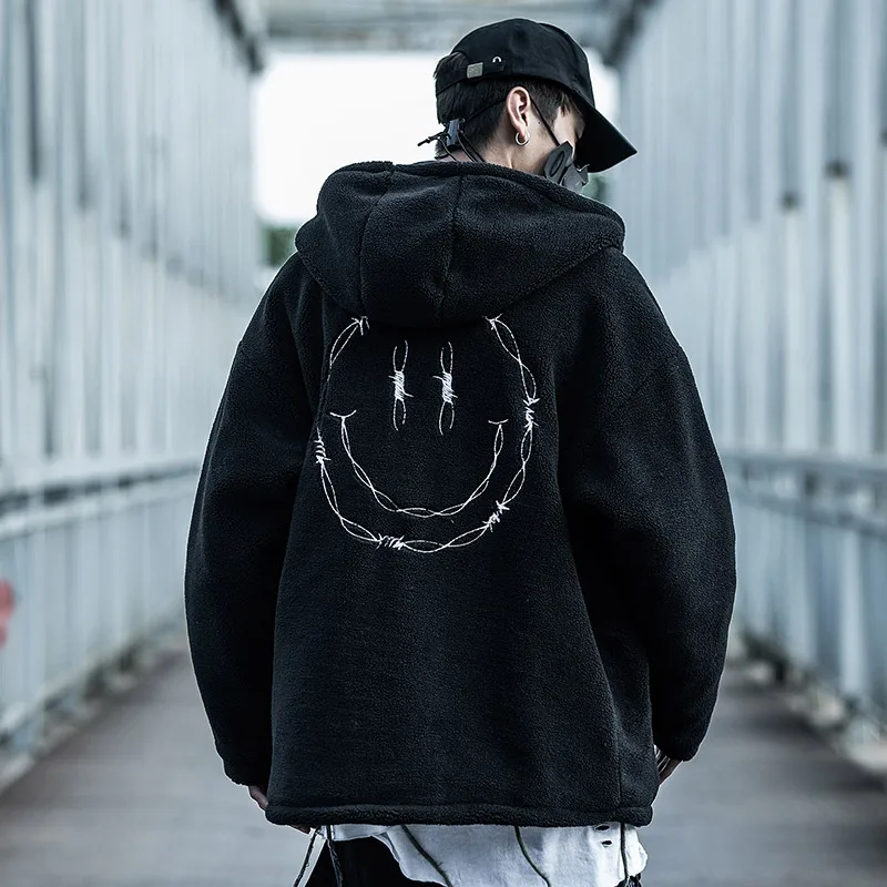 New Autumn Winter Cotton Men's Jackets Wool Turn Down Collar Clothes Warm Black Tops