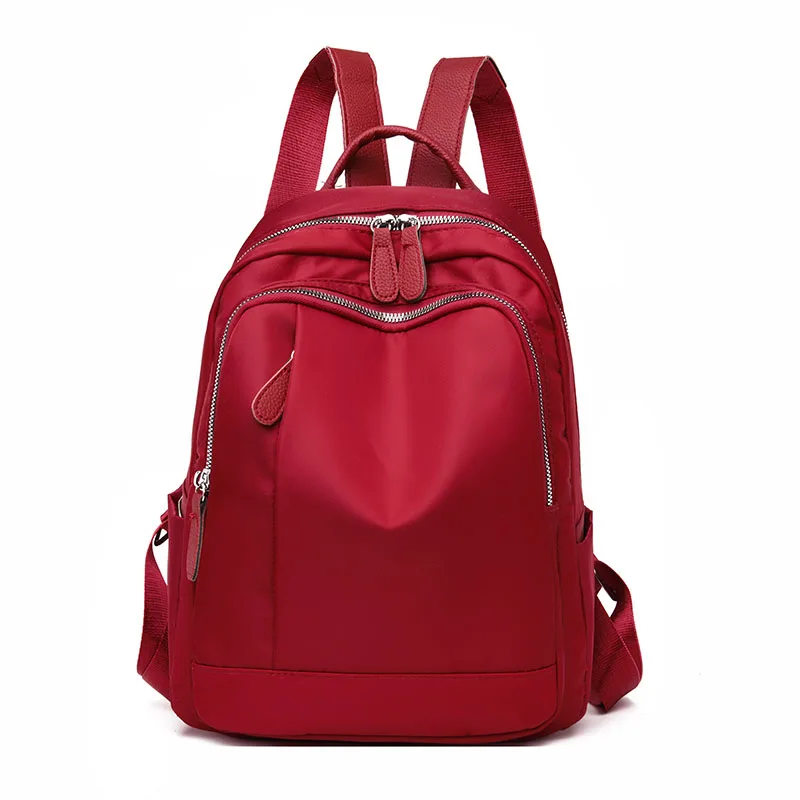 Toposhine двойной молнии женский рюкзак простой черный Дамская школьная сумка 5 цветов для девочек сумка на плечо Женская дорожная мягкие рюкзаки - Цвет: Red