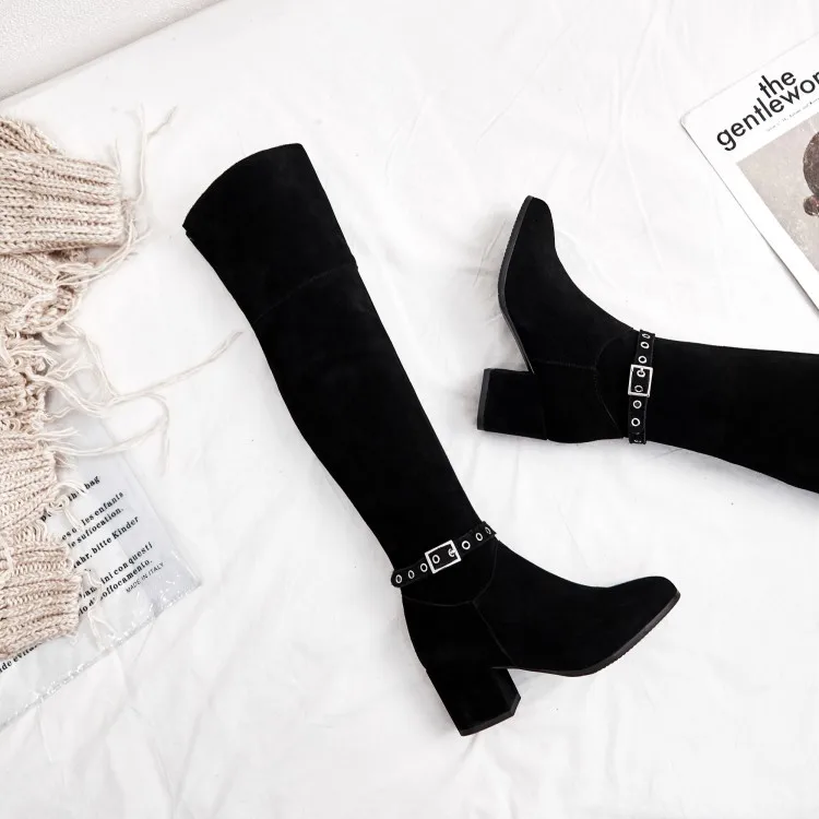 

Boots, leather boots, new full-leather high-heeled, thick-heeled boots