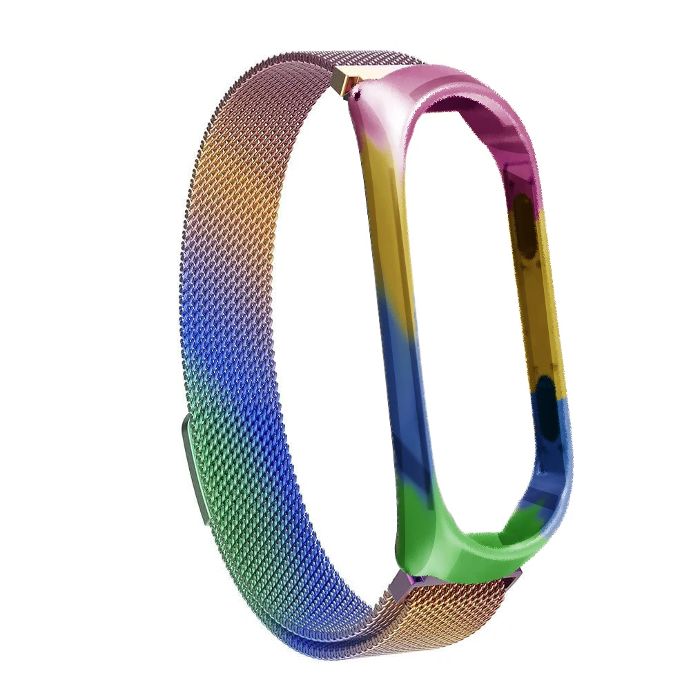 Магнитный браслет mi lanese, ремешок для Xiaomi mi, 3, 4, mi Band, 4, 3, металлический браслет, браслет из нержавеющей стали - Цвет ремешка: Многоцветный