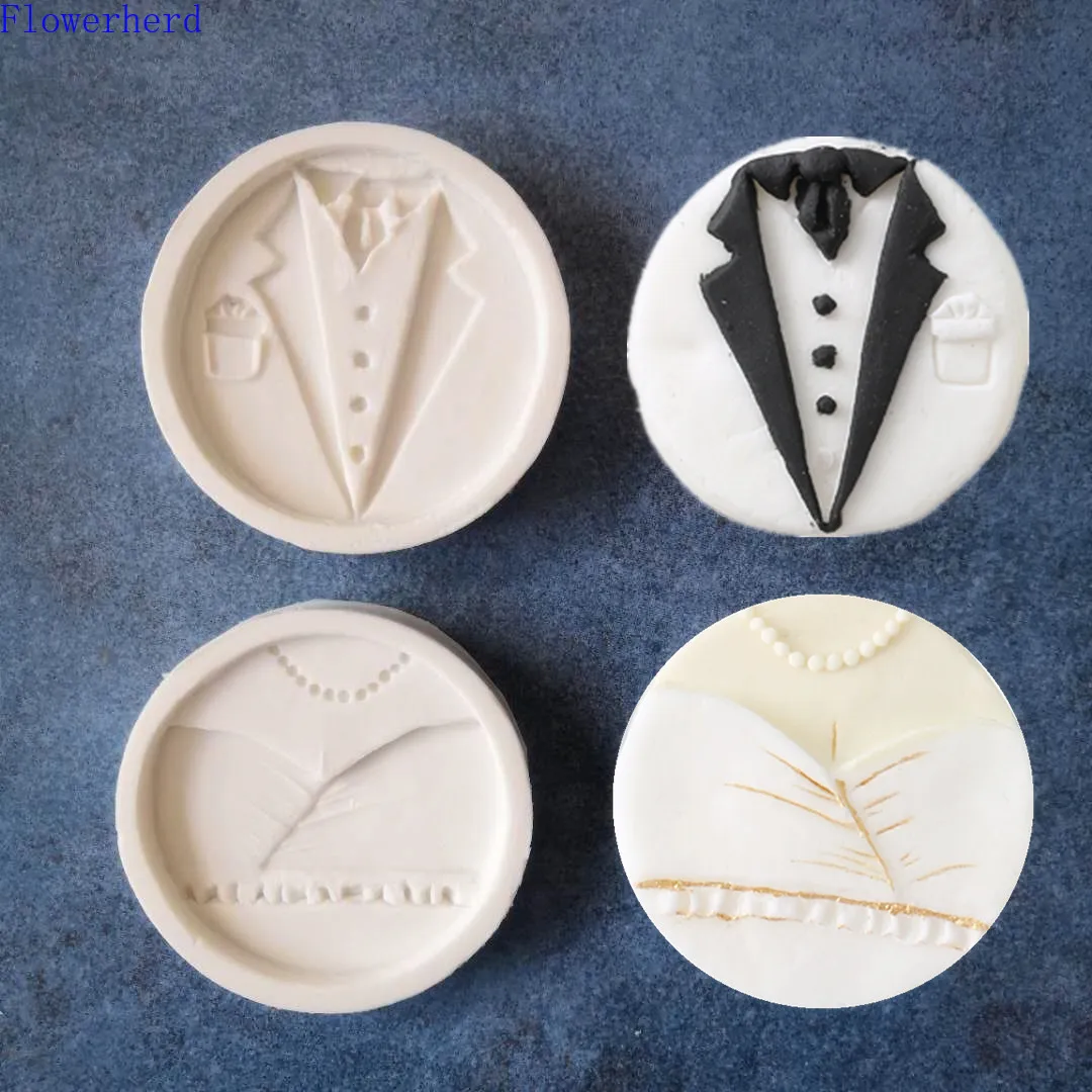 Wedding Party Men and Women Dress Pattern Chocolate Mold Fondant Cake Silicone Home Baking Tools Decor Pastry | Дом и сад