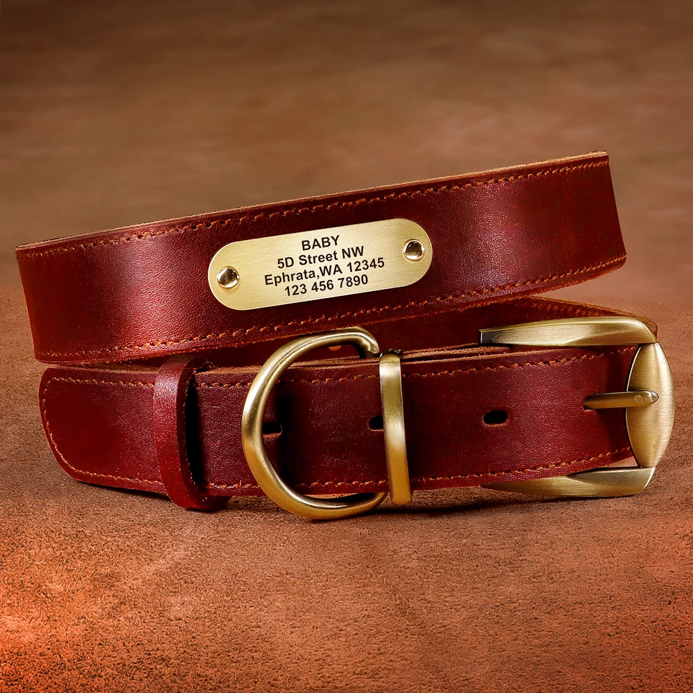 Title 10, Real Leather Dog Collar Leash Set Personalized ...