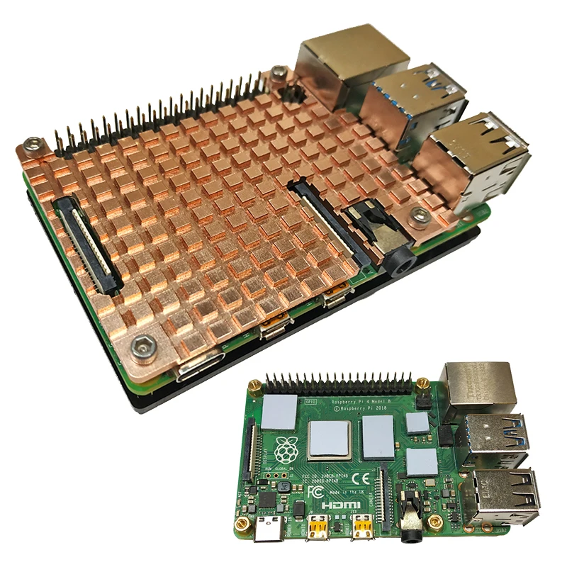 Корпус для радиатора Raspberry Pi 4 из чистой меди Защитный корпус с пассивным