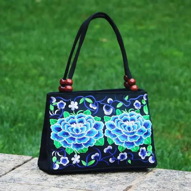 New Fashion Embroidery Women Small handbags National Floral Embroidered Lady Top-handle bags Single-layer Beading Falp Carrier 8