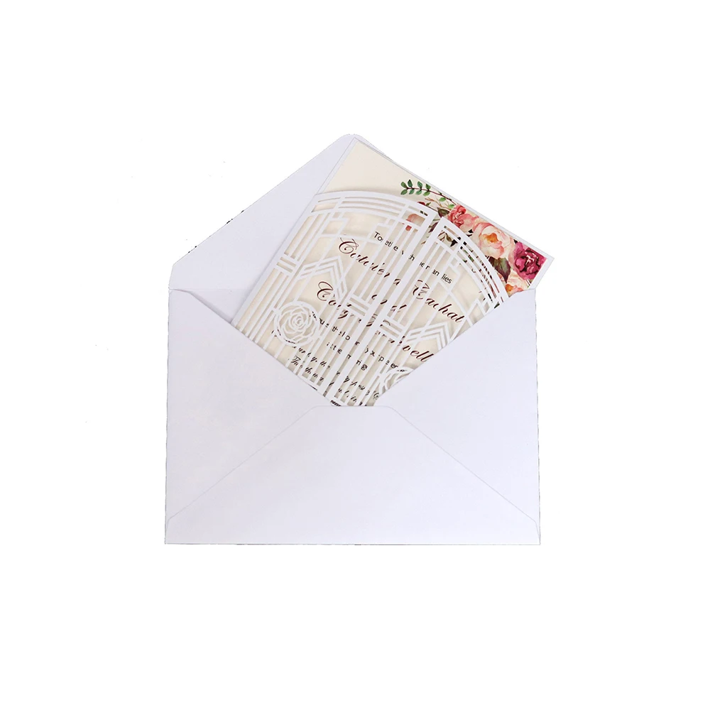 18*12.5cm 10pcs Hollowing Invitation Laser Cut Wedding Invitations Customize Business Birthday Meet - 4000528691743