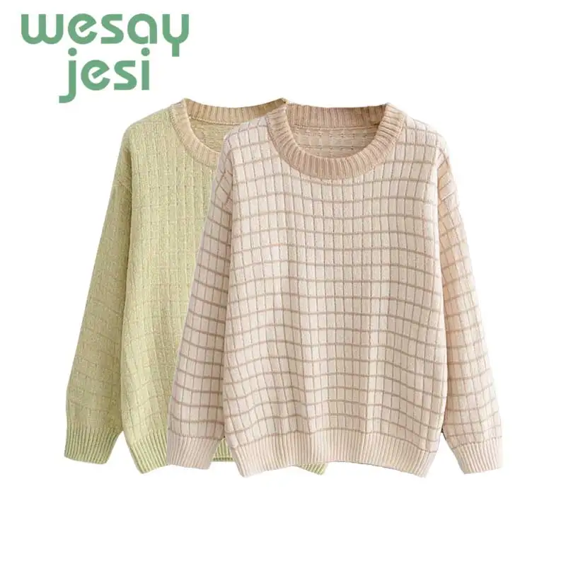 

2019 Autumn Women Sweater knitted sweater Women elegant style Vintage Pullover Female O-neck long-sleeve chic sweater outwear