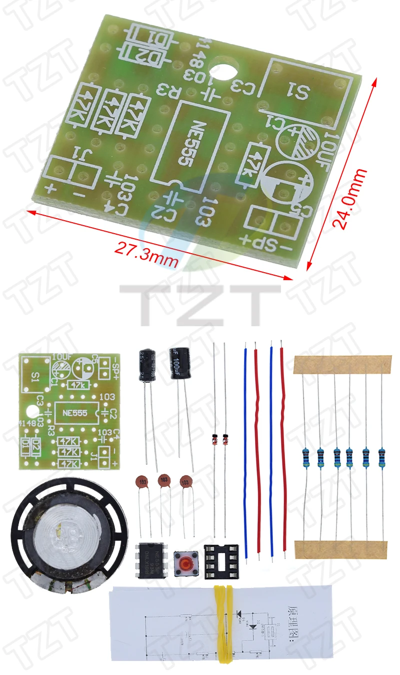 NE555 Türklingel-Bausatz Elektronische Produktion Türklingel-DIY-Kit Ding-Dong-Türklingel Schweißlabor – Detail 2