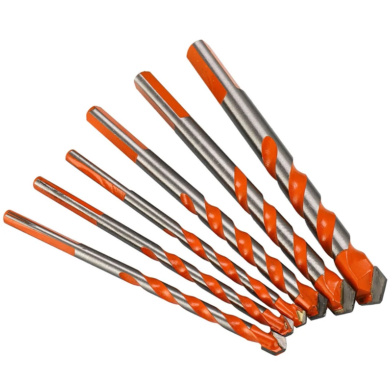 

6Pcs Glass Marble Brick Drill Bit Set Ceramic Tile Triangle Bits Multi-functional Brick Wall Drill 6/ 8/ 10/12mm Bits Kit