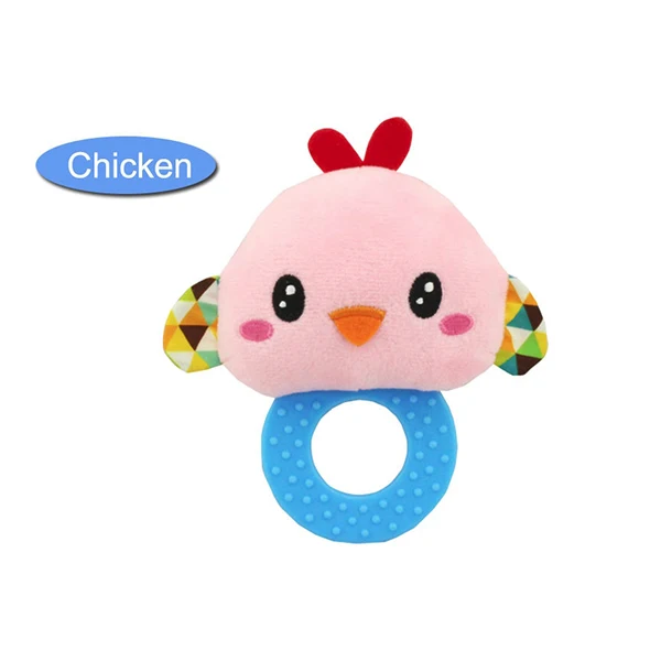 Chicken Счастливый обезьяна детские рука желе погремушки детские колокола 0-1 плюшевые игрушки животных моделирование погремушки WJ539 - Цвет: Chicken