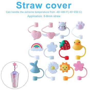 

Creative Silicone Straw Plug Reusable Drinking Dust Cap Cup Accessories Cartoon Plugs Tips Cover Kitchen Drinkware Clean Tool