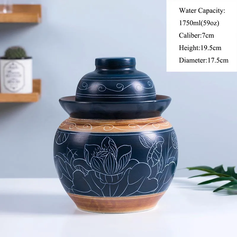 E(1750ml) Винтаж Керамика банки для солений дома ресторана бутылка для солений ночное Красители травления капуста редис контейнер маринованные овощи Jar - Цвет: E(1750ml)