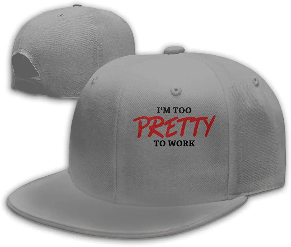 I'm Too Pretty to Work Мужская бейсболка с плоским козырьком Регулируемая серая