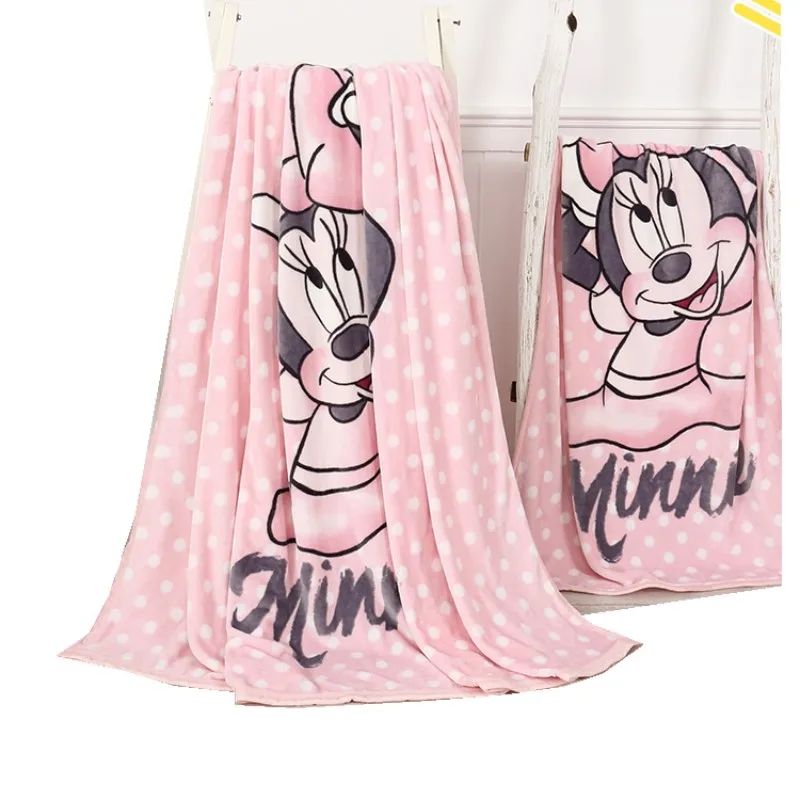 Disney-couvertures en flanelle rose | Mignon et Super doux, Minnie Mouse, 100x140cm, avec nœud, cadeau pour bébés filles, pour lit/canapé/avion