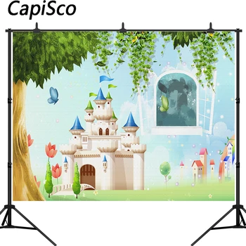 

Capisco Photography Backdrops Newborn Castle tree fairy tale Photographic Background Baby Shower Decor Photocall Photo Studio