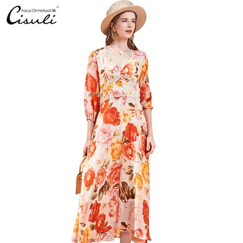 

CASUAL silk ladies dress holiday dress