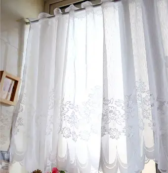 

Korean Fresh Lace Curtain Flower Coffee Curtain Half Curtain Door Window Screen Partition Voile Drape Bedroom Kitchen X174#40